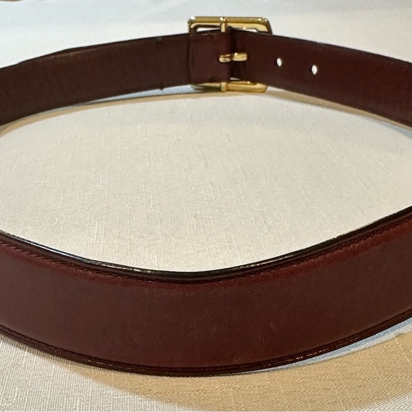Lauren Ralph Lauren Brown Leather Belt Gold RLL Buckle Women’s Medium - Picture 6 of 16